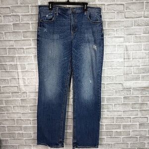 BKE Straight Fit Distressed Blue Jeans